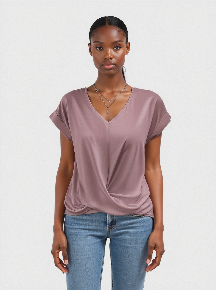 Damen T-Shirt Herzausschnitt, elastisch, weich, bequeme Passform