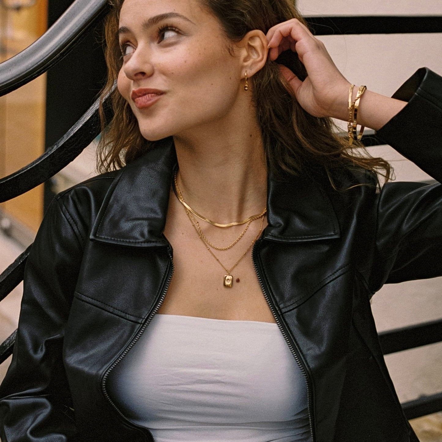 Damen Halskette Gold Zirkonia Anhänger verstellbar wasserfest hypoallergen Edelstahl Schmuck