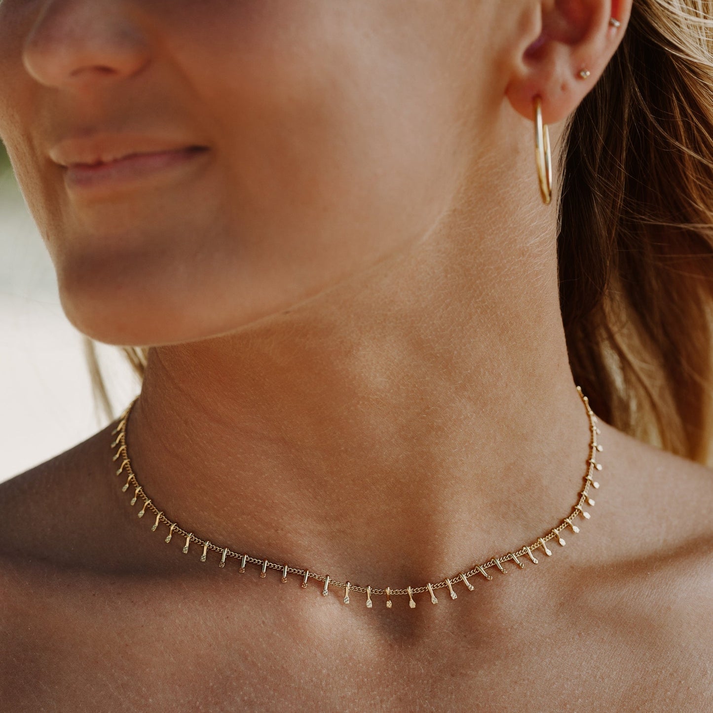 Damen Choker Halskette Gold verstellbar wasserfest hypoallergen Edelstahl minimalistisch
