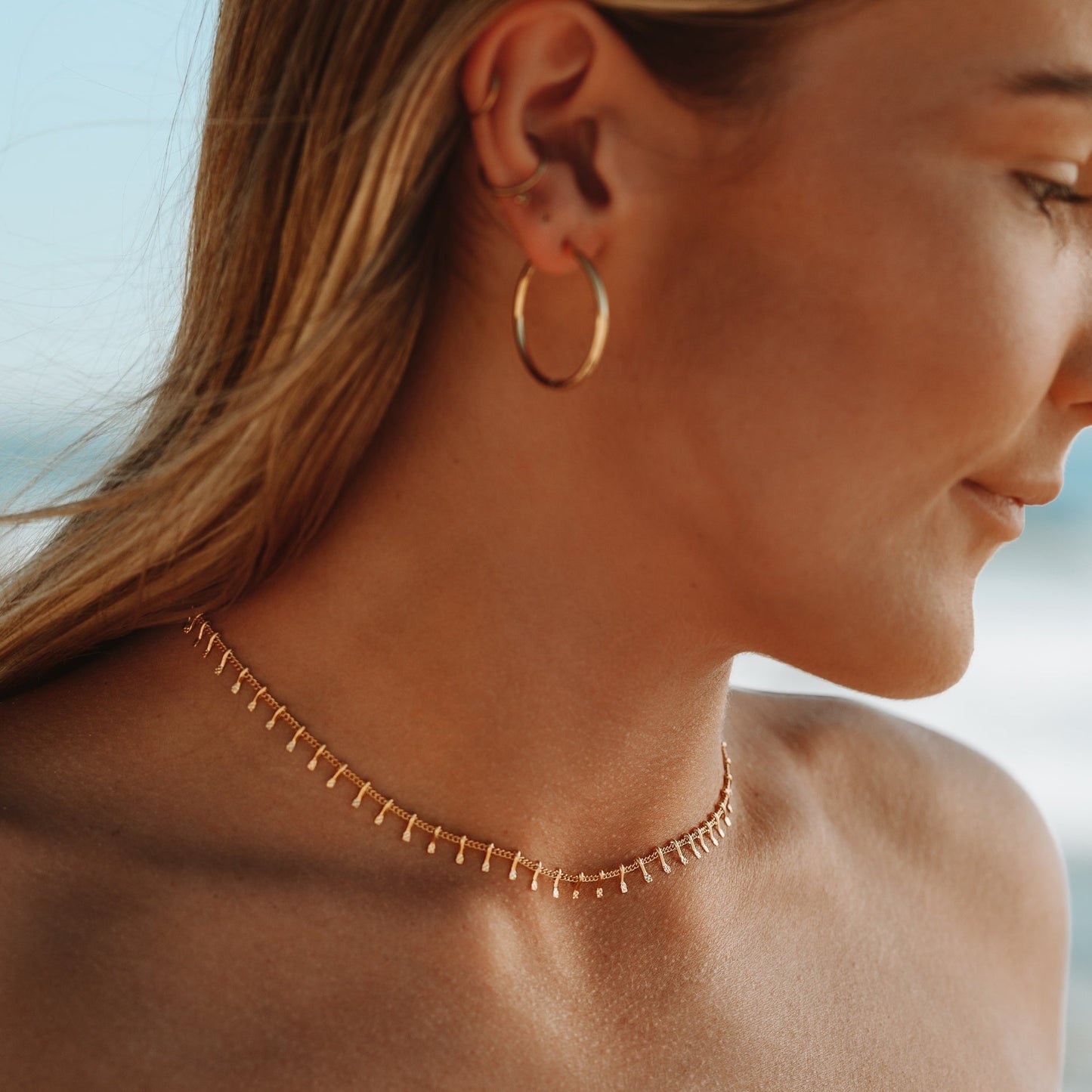 Damen Choker Halskette Gold verstellbar wasserfest hypoallergen Edelstahl minimalistisch
