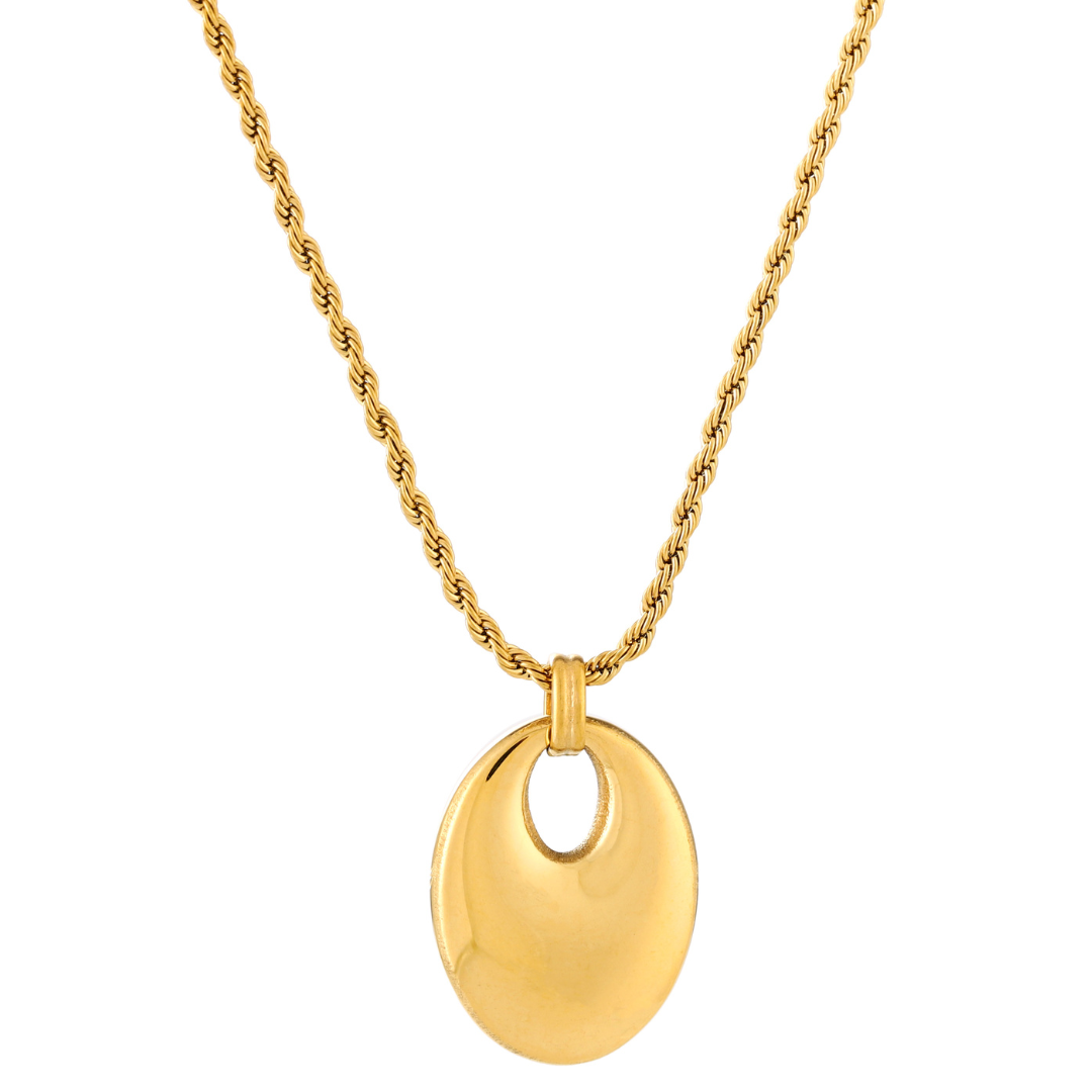 Damen Halskette Gold mit Statement Anhänger, verstellbar, wasserfest, hypoallergen, Edelstahl Kette