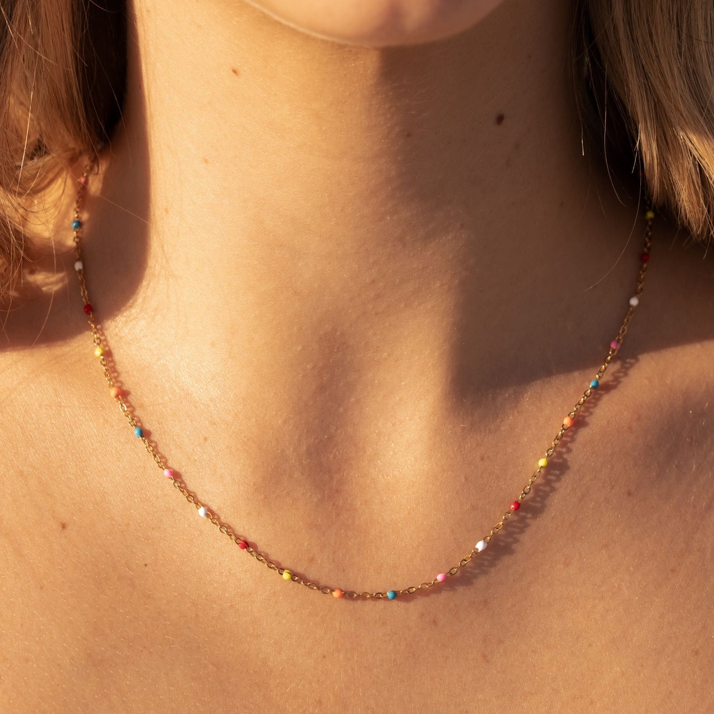 Damen Neon Choker Bunt mit Gold-Details, 18K PVD Edelstahl, wasserfest, verstellbar