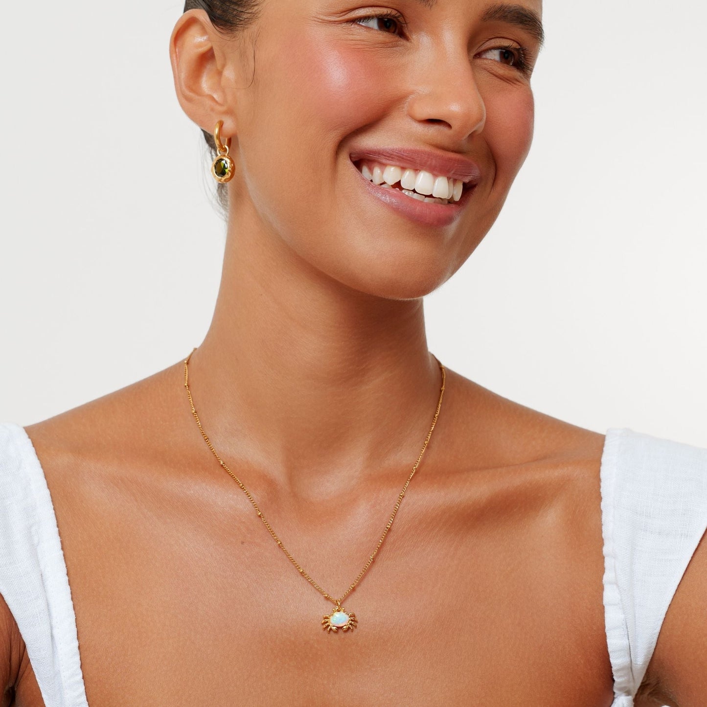 Damen Halskette Gold Seestern Anhänger mit Opaloptik wasserfest Edelstahl Schmuck