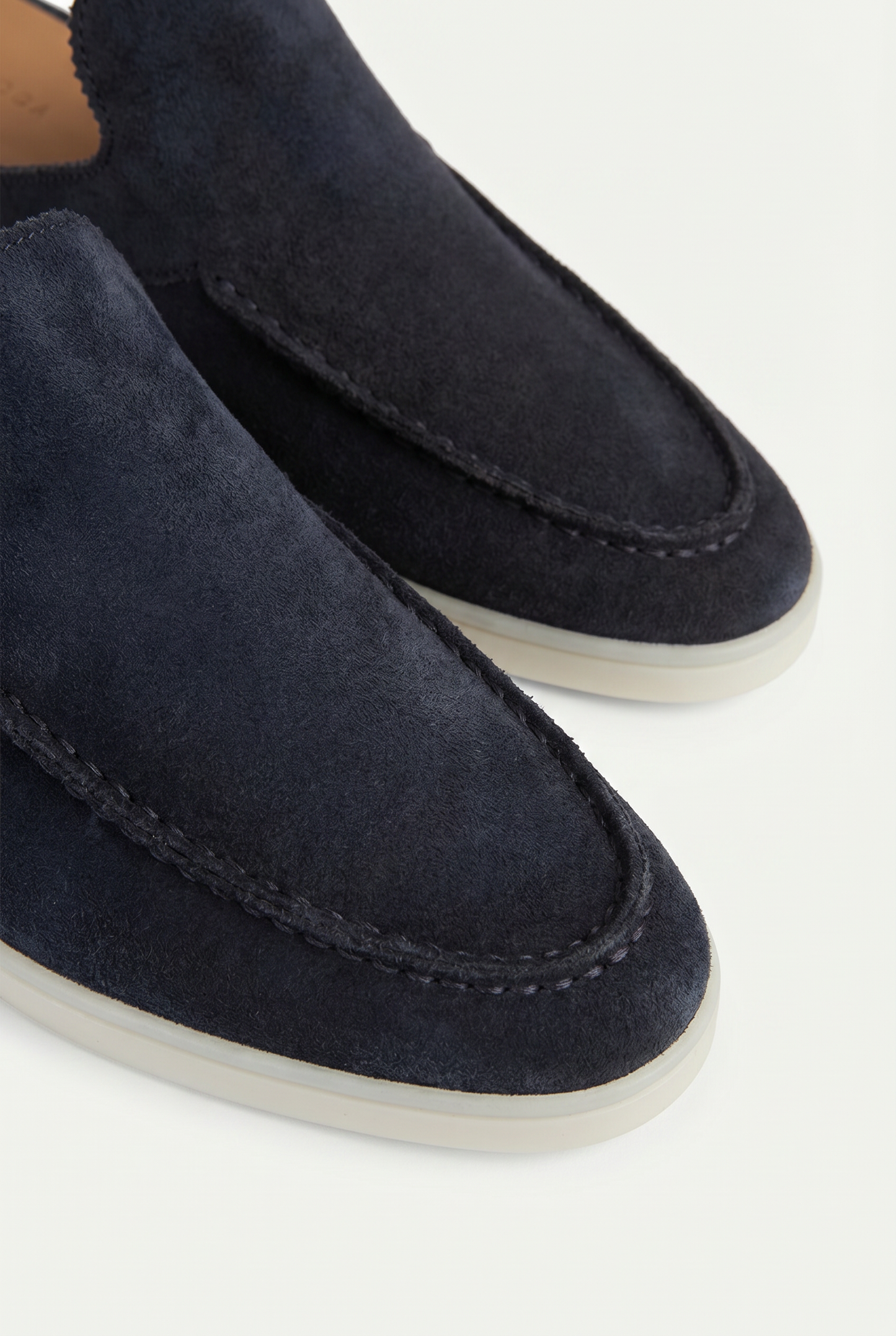 Loafer Marineblau Slip-on Mokassin offene Ferse weiße Gummisohle