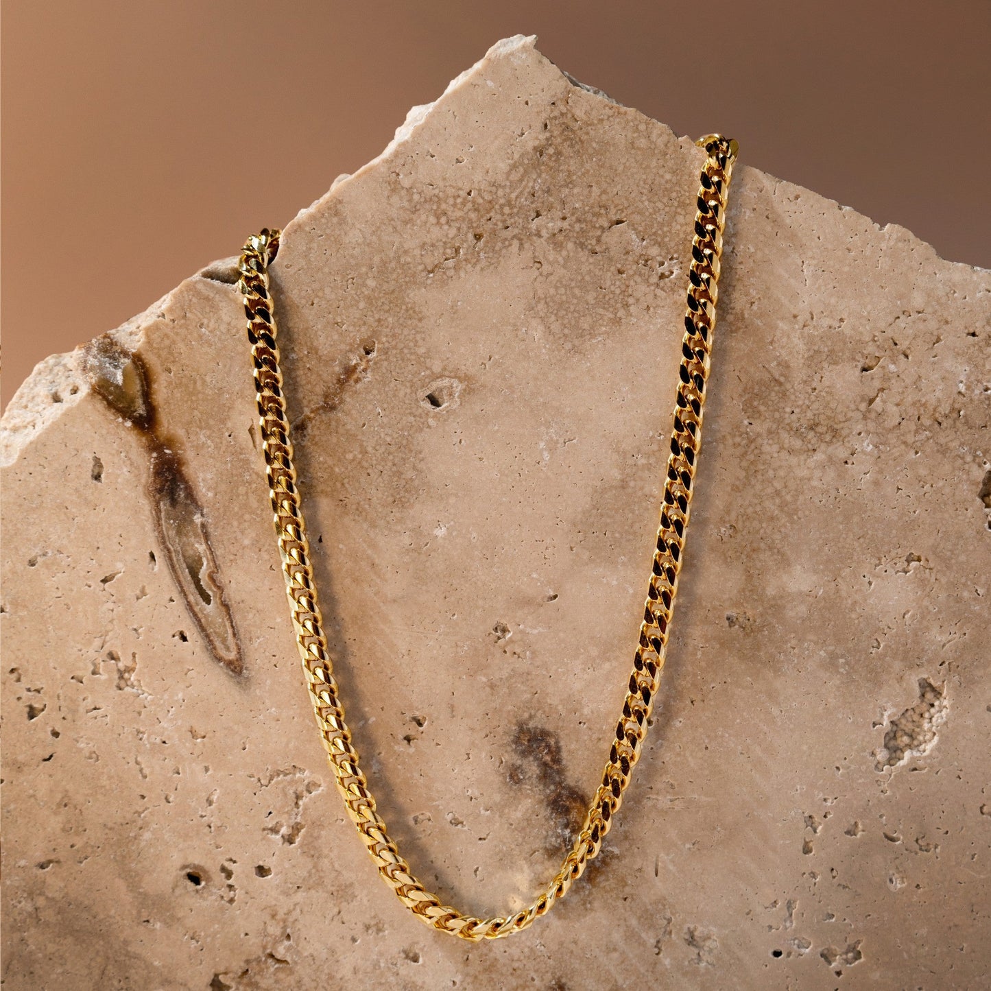 Damen Gliederkette Gold Cuban Halskette Edelstahl verstellbar wasserfest 5 mm