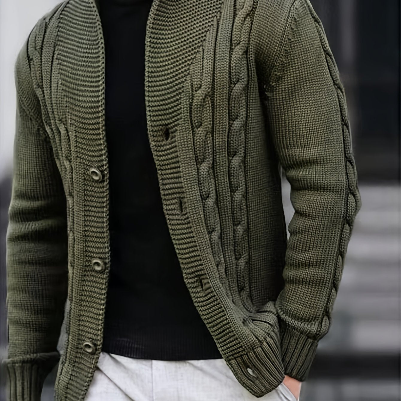 Herren Strick-Cardigan einfarbig offen lässig modern langarm Freizeitjacke leicht