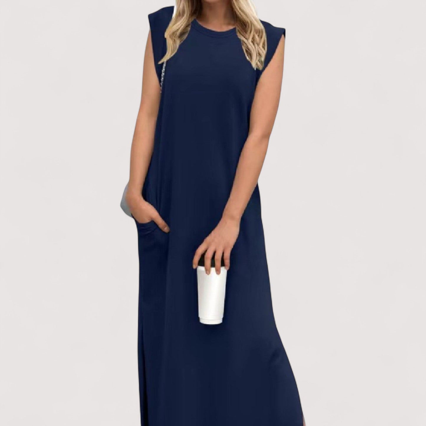 Damen Maxikleid A-Linie ärmellos locker Passform sommerlich leicht fließend