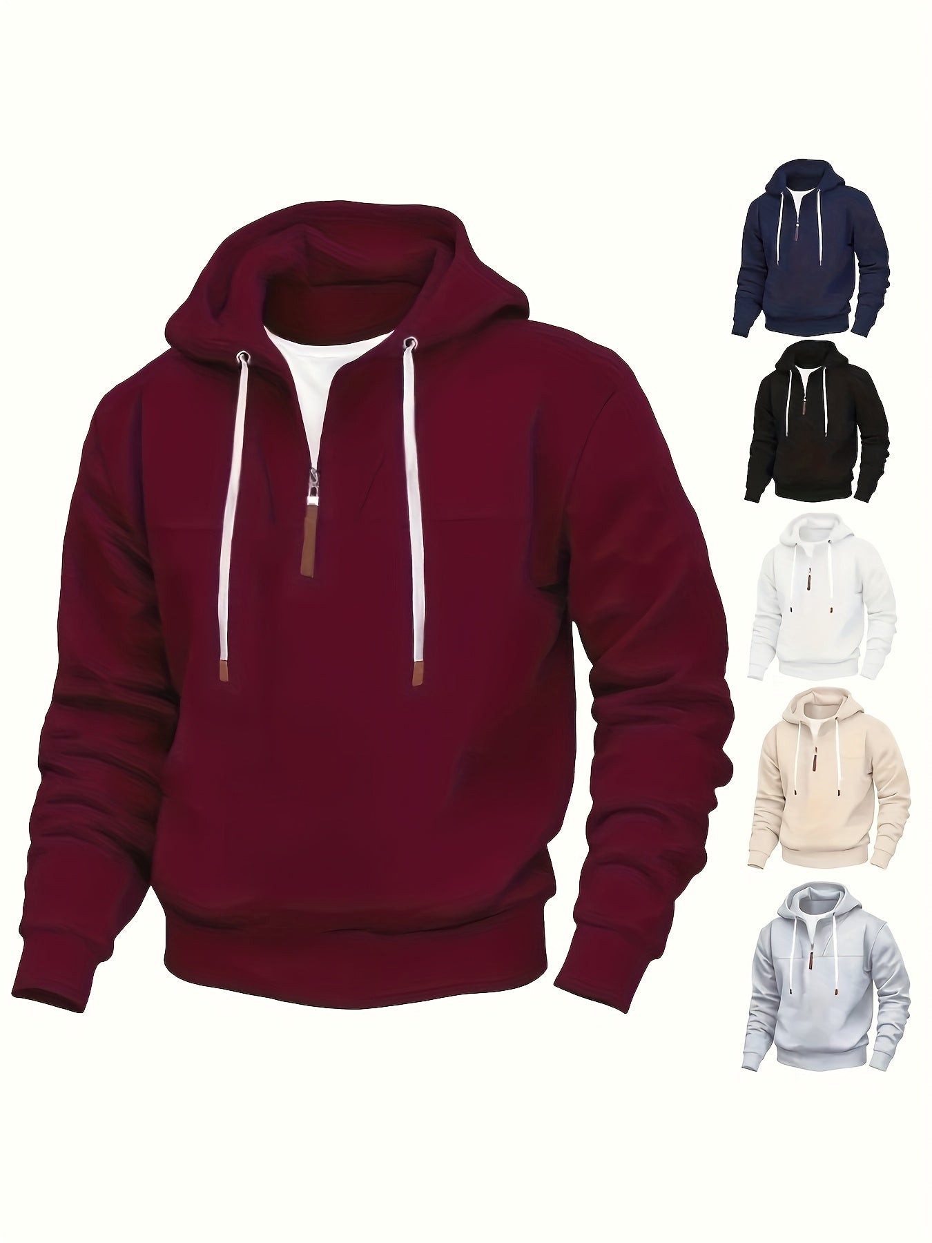 Herren Kapuzenpullover Cape Stil halber Reißverschluss locker geschnitten bequem