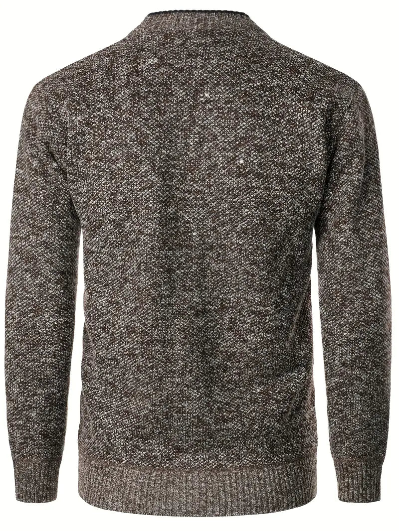 Herren Strickpullover Knopfleiste Taschen Langarm gefütterter Innenraum bequem
