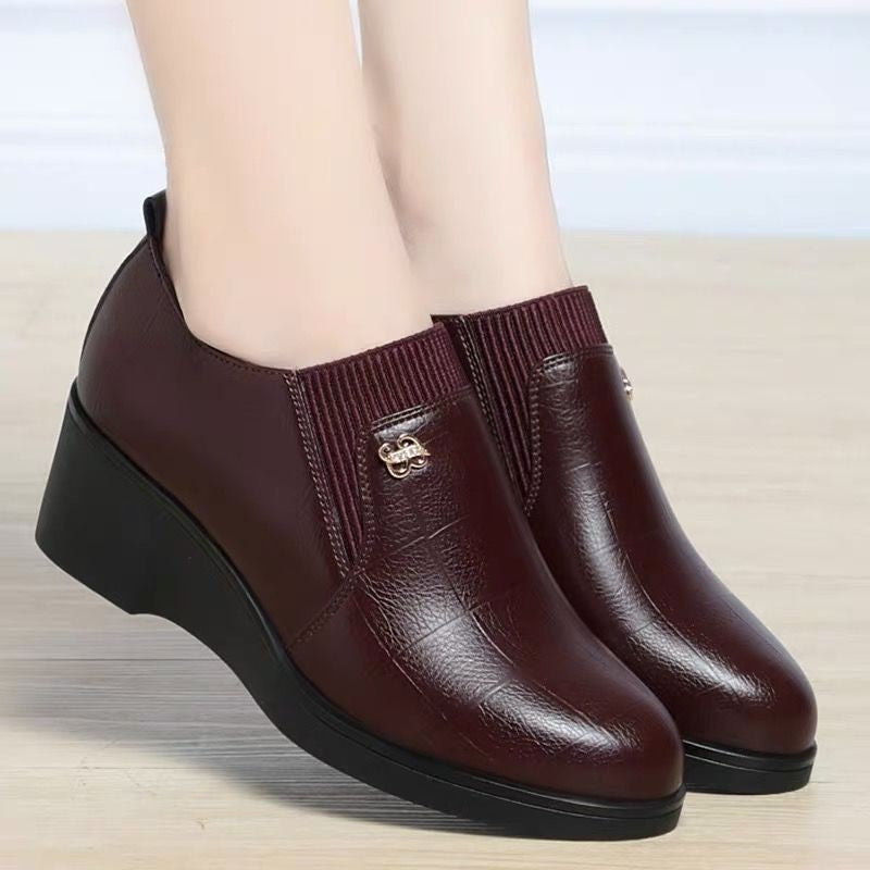 Damen Slip-On Keilschuhe, elegante Stretch rutschfeste gepolsterte bequeme