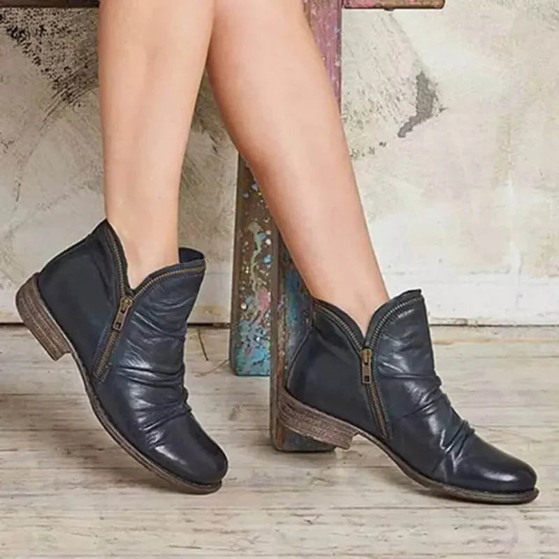 Damen Stiefeletten orthopädischer Reißverschluss rutschfest flexibel, bequem