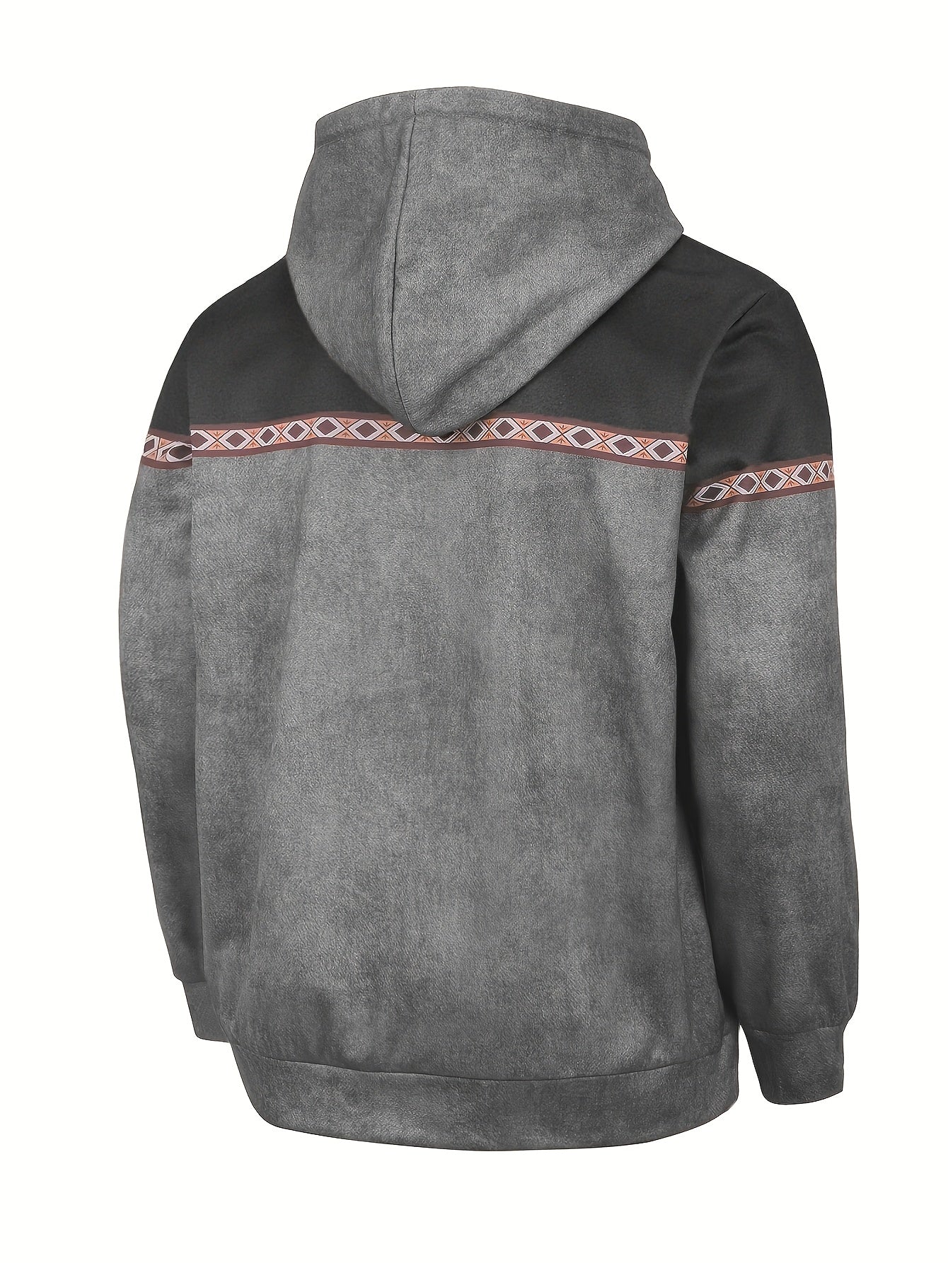 Herren Hoodie Langarm Kapuze Halber Reißverschluss Regular Fit Muster Freizeit Pullover