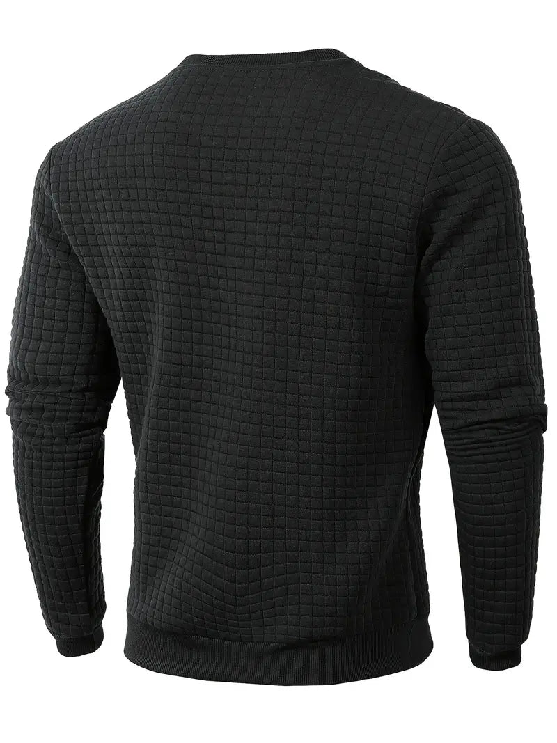 Herren Strickpullover Rundhals Karo Langarm bequem vielseitig