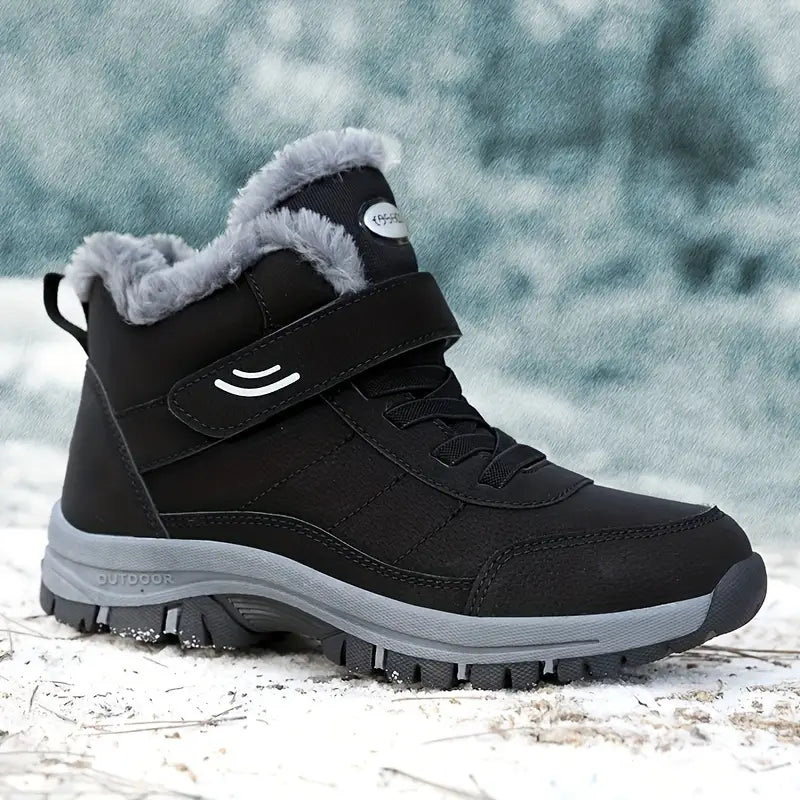 Unisex Winterstiefel gefüttert rutschfest breite Zehenbox Klettverschluss wasserabweisend