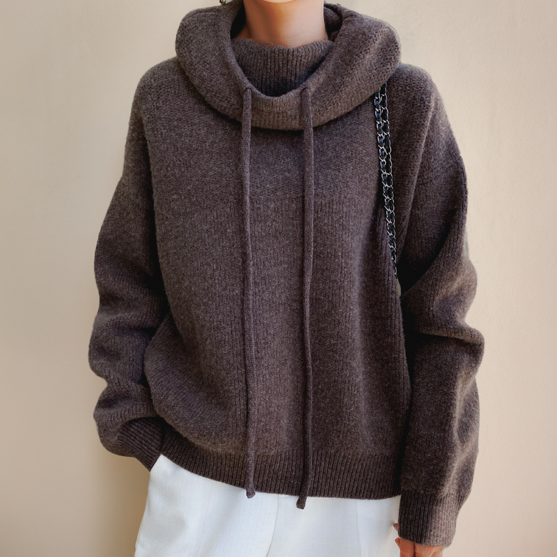 Damen Strickpullover mit Kapuze lose weiche warme bequeme Passform