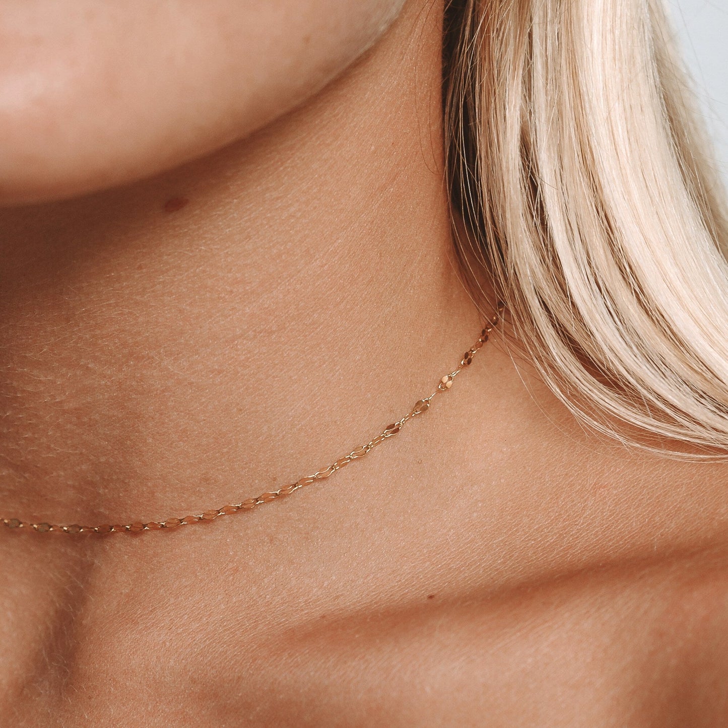 Damen Choker Halskette Gold Verstellbar Wasserfest Hypoallergen Edelstahl Minimalistisch