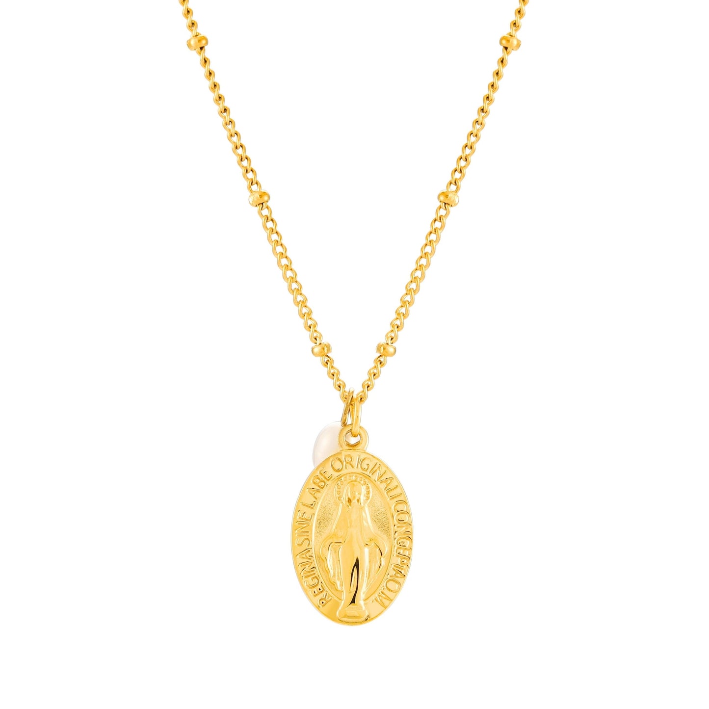 Damen Halskette mit goldfarbenem Kreuz Anhänger und Süßwasserperle