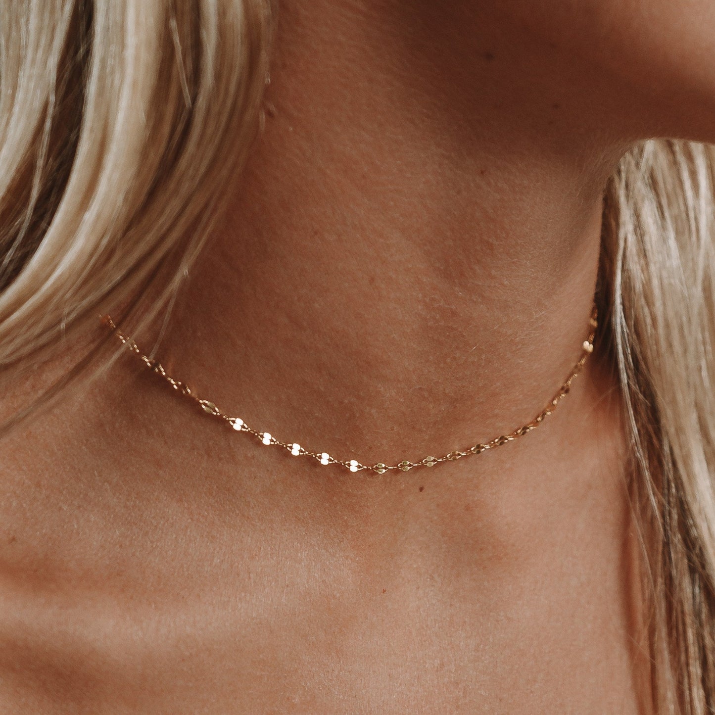 Damen Choker Halskette Gold Verstellbar Wasserfest Hypoallergen Edelstahl Minimalistisch