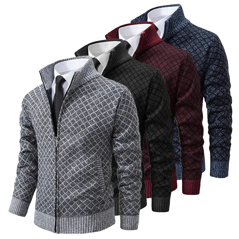Herren Strickjacke Frontverschluss weiche atmungsaktive Figur