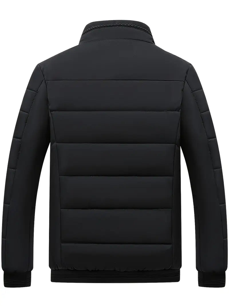 Herren Polyesterjacke Regular Fit Fleece Innenfutter Reißverschluss Stehkragen Leicht Warm Alltag Outdoor