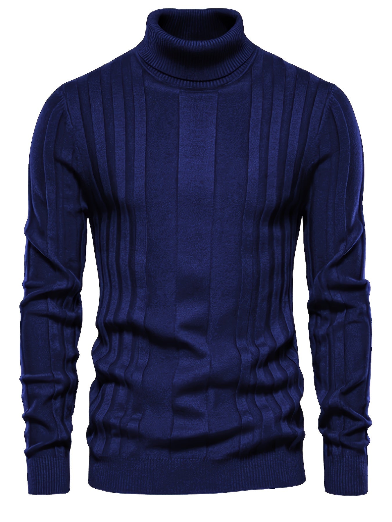 Herren Rollkragenpullover gerippt Slim Fit elastisch Langarm bequem warm