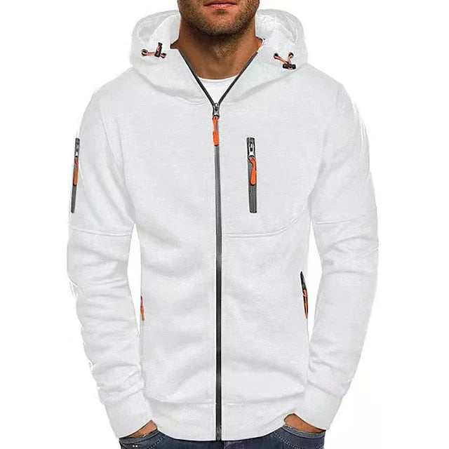 Herren Strickjacke Kapuze Reißverschluss Regular Fit Taschen Winddicht Wasserabweisend Freizeit