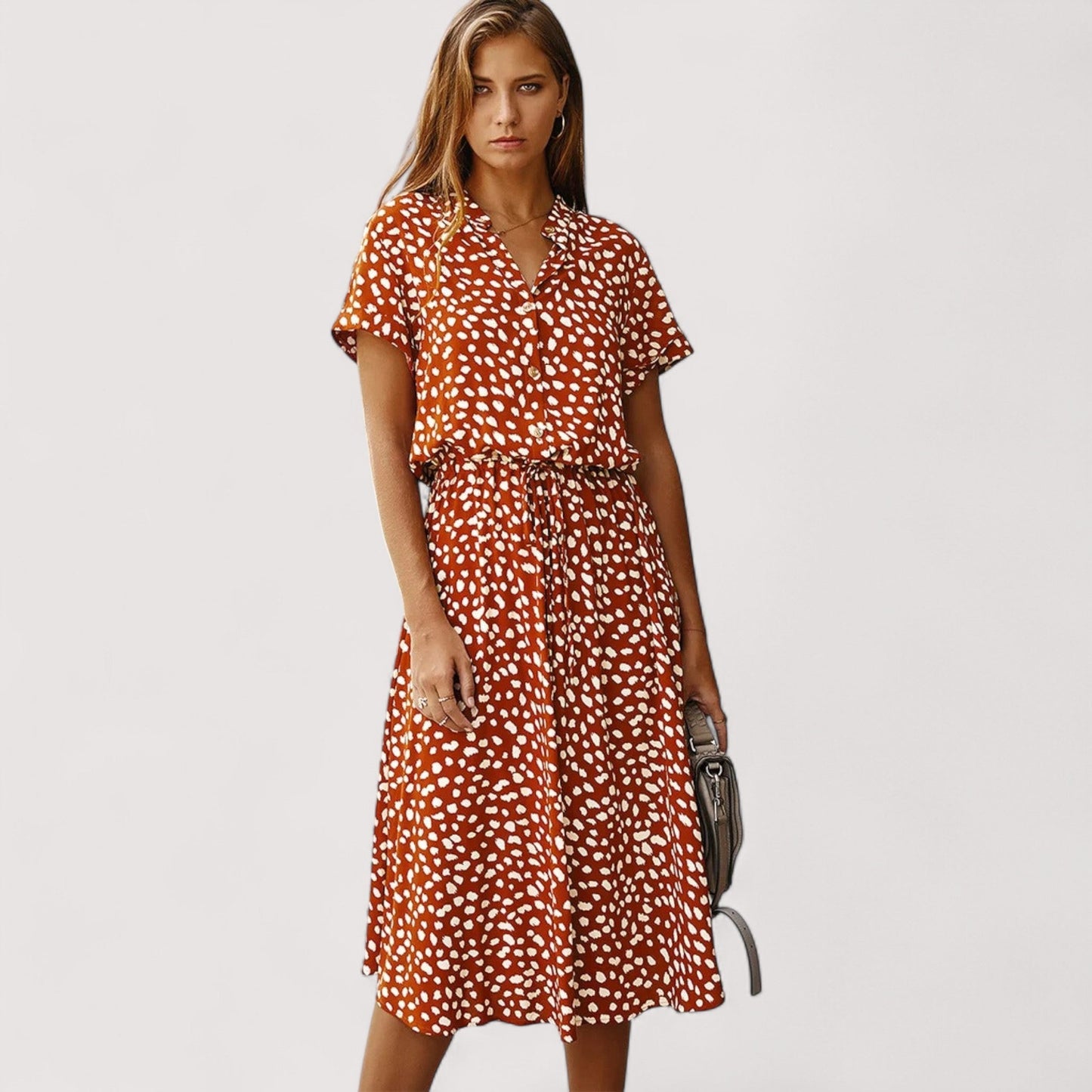Damen Sommerkleid gemustert locker Passform leicht atmungsaktiv vielseitig bequem