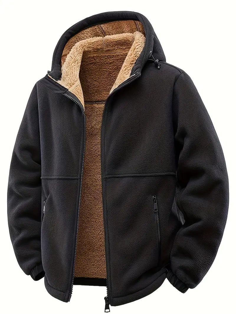 Herren Winterjacke Kapuze Fleece gefüttert Regular Fit Langarm Outdoor Funktionsjacke Warm isoliert