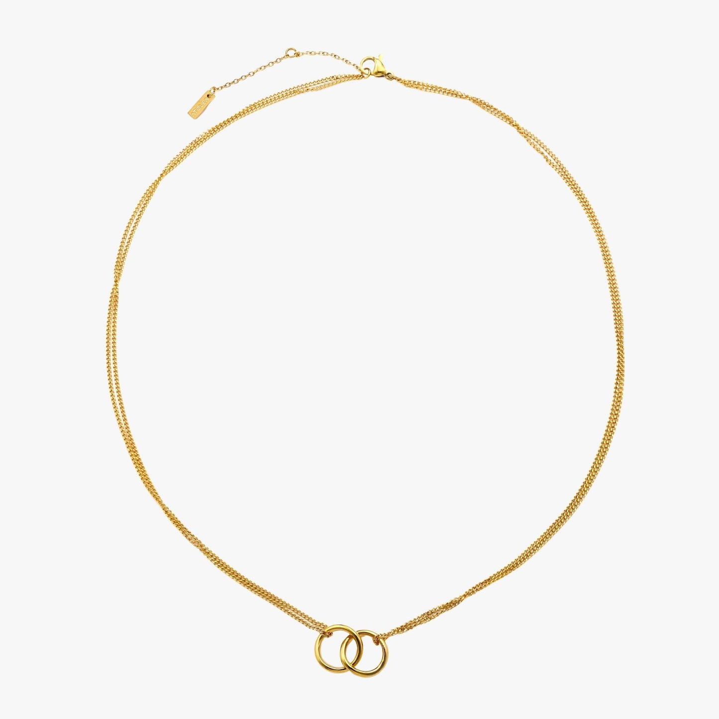 Damen Halskette Gold Infinity Anhänger Verbundene Kreise Verstellbar Wasserfest Hypoallergen