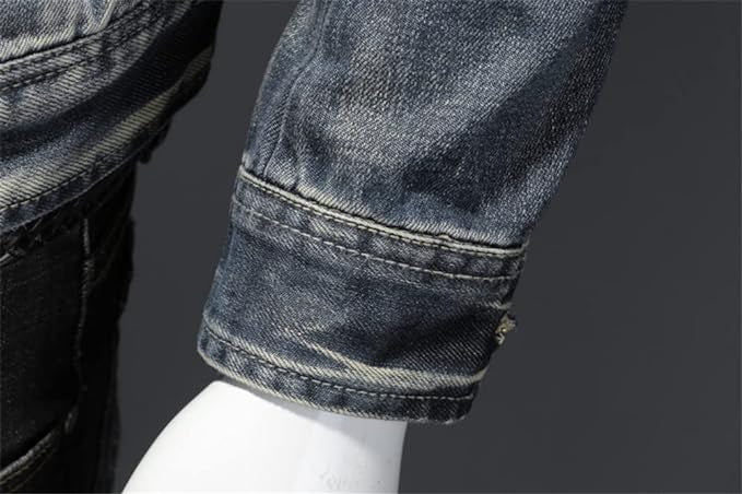 Herren Jeansjacke Denim Regular Fit Langarm Reißverschluss Freizeit Übergangsjacke Used Look
