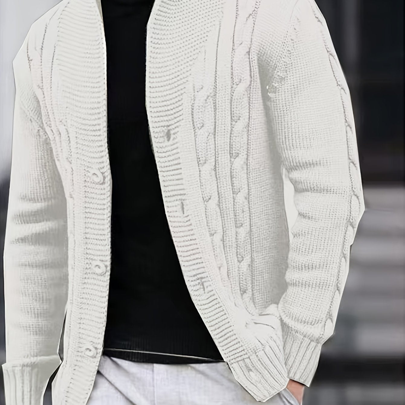 Herren Strick-Cardigan einfarbig offen lässig modern langarm Freizeitjacke leicht
