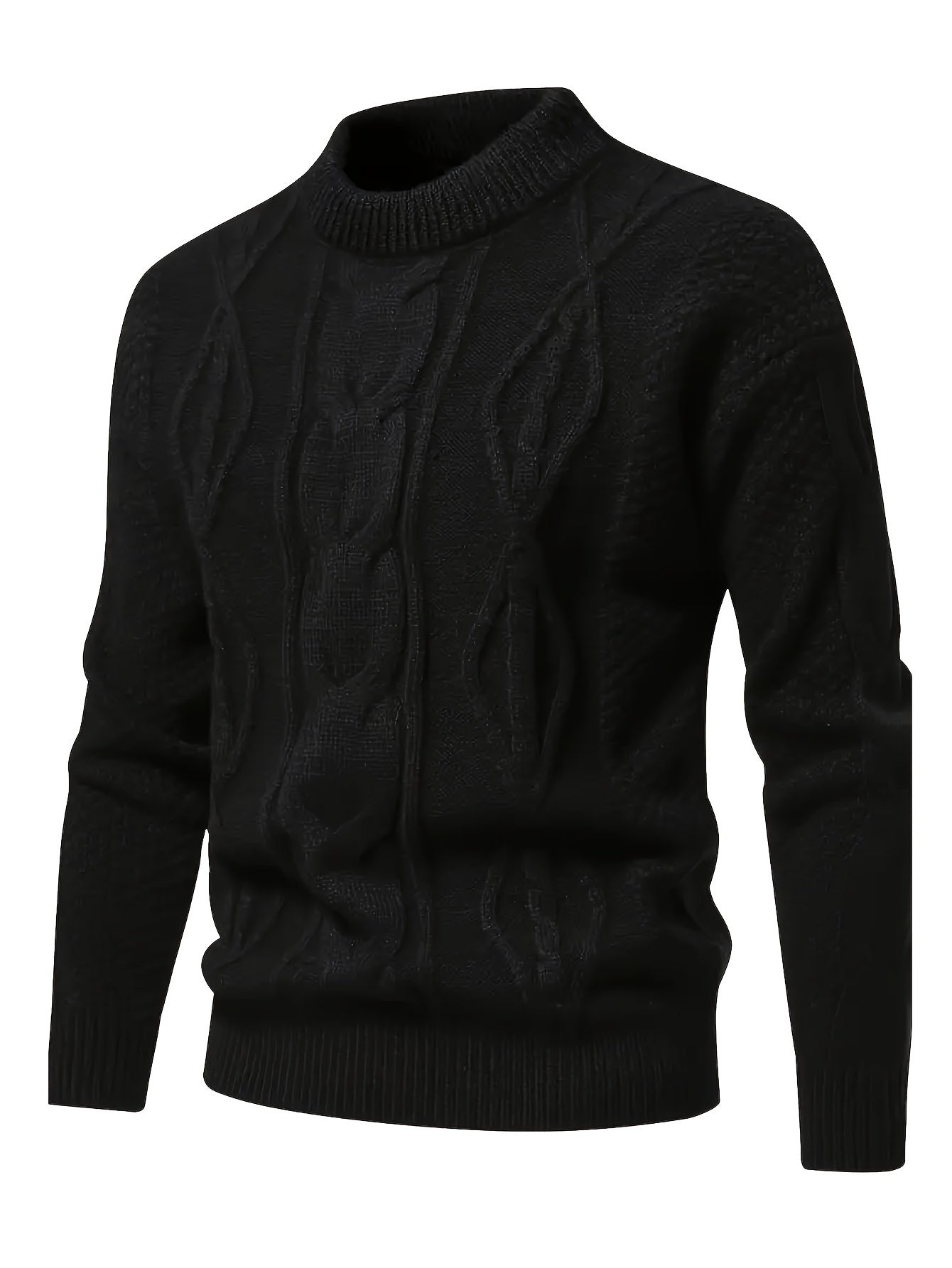 Herren Strickpullover Zopfstrick Langarm bequeme warme atmungsaktive normale Passform