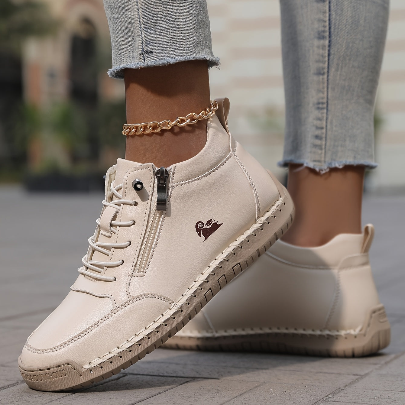 Herren Freizeitschuhe Reißverschluss Slip-gepolstert, fest flexibel bequem