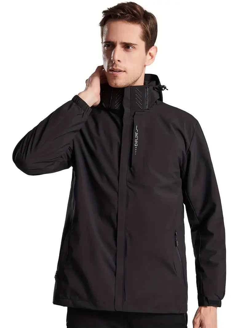 Herren Regenmantel Regular Fit Wasserdicht Leicht Atmungsaktiv Kapuze Alltag Outdoor Freizeit