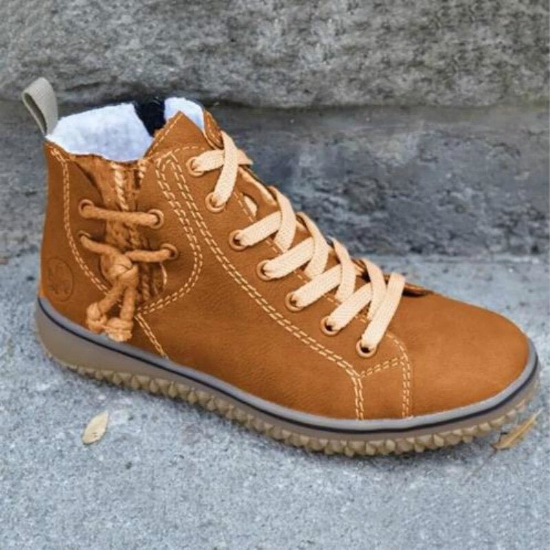 Damen Hochstiefel blau gefüttert Fleece rutschfest Schnürung knöchelhoch warm Alltag Winter Schuhe