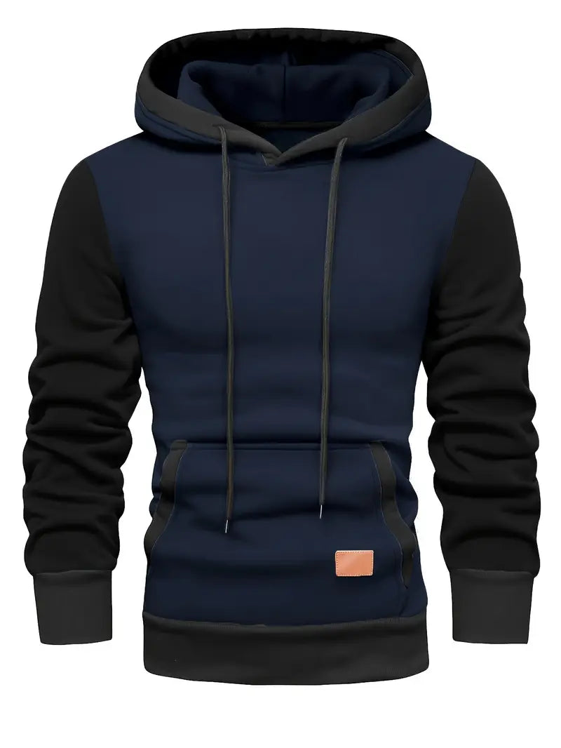 Herren Hoodie zweifarbig Kapuze Kängurutasche Langarm Regular Fit Freizeit Streetwear