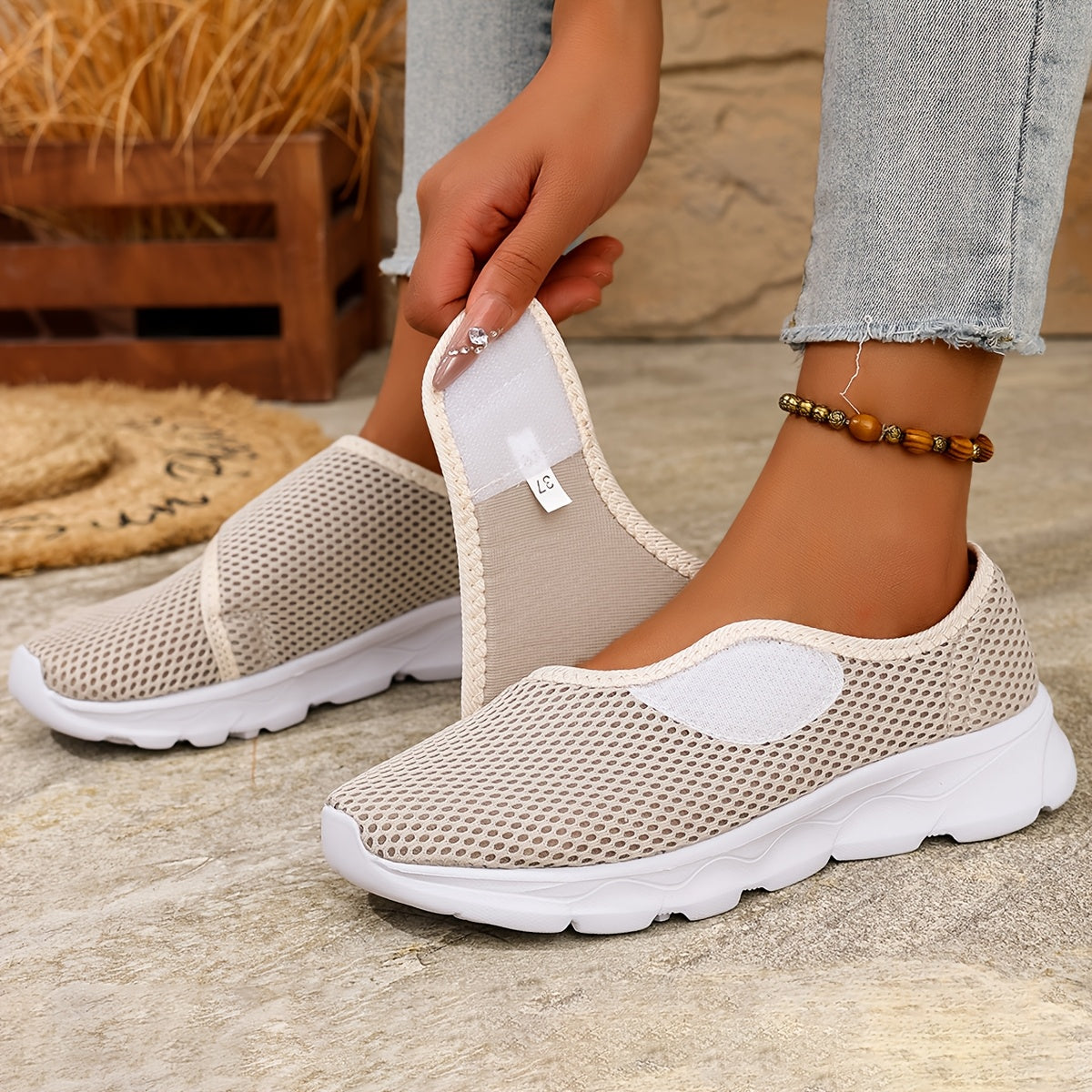Orthopädischer Slip-On für Damen atmungsaktiv rutschfest leicht bequem