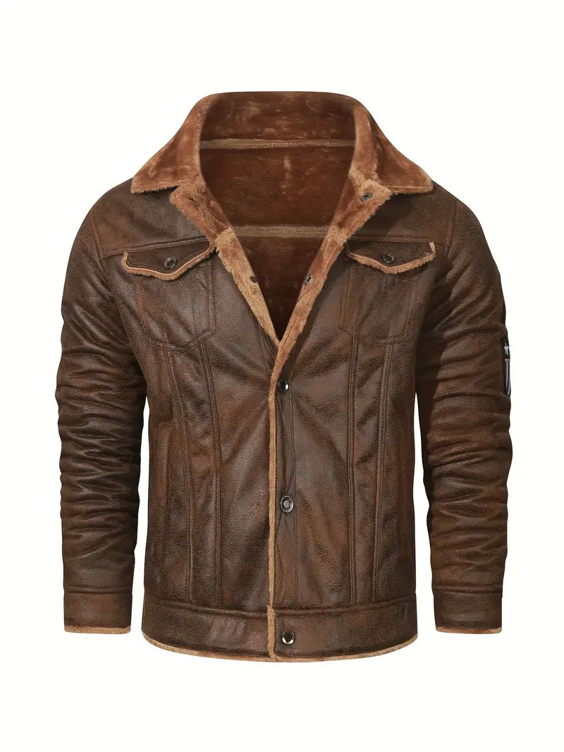 Herren Jacke Langarm Kunstfell Futter Polyester Regular Fit Warm Freizeit Urban Übergangsjacke