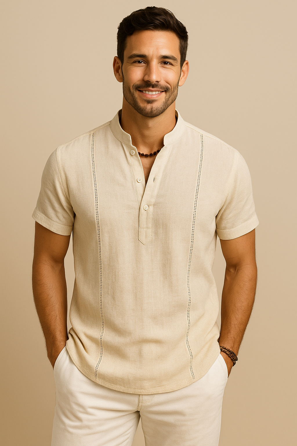 WILHELM | Herren Kurzarmhemd aus Leinenmix für Sommer und Alltag