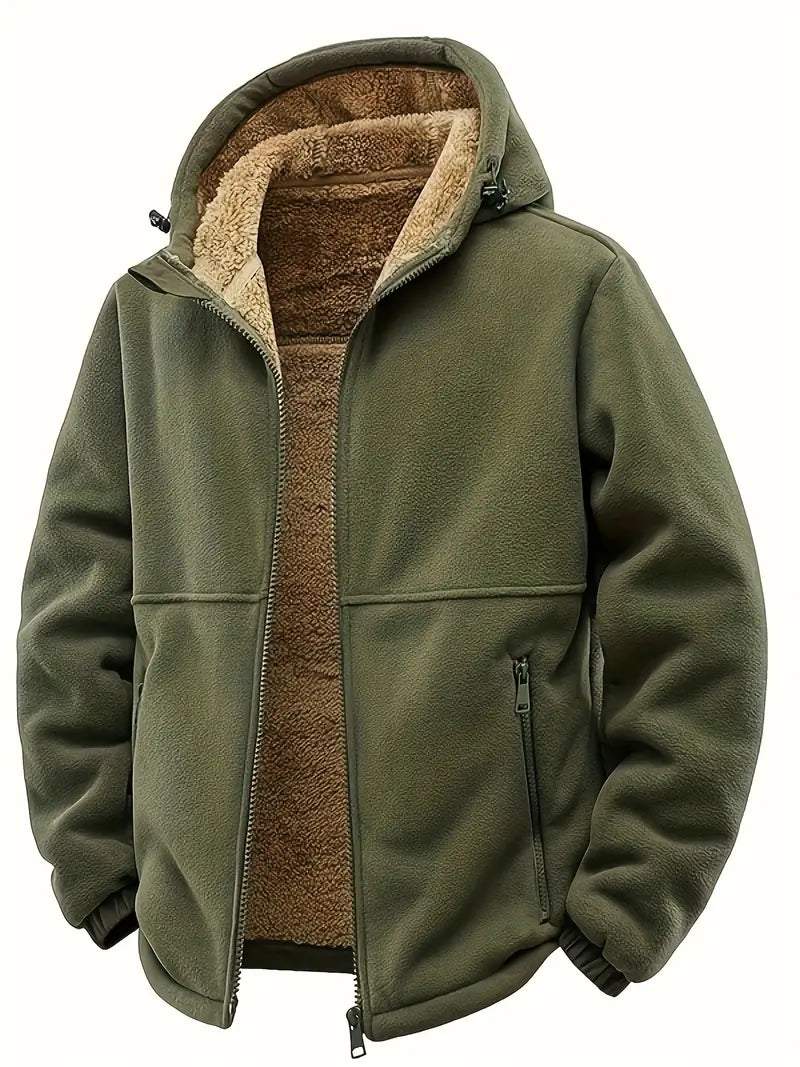 Herren Winterjacke Kapuze Fleece gefüttert Regular Fit Langarm Outdoor Funktionsjacke Warm isoliert