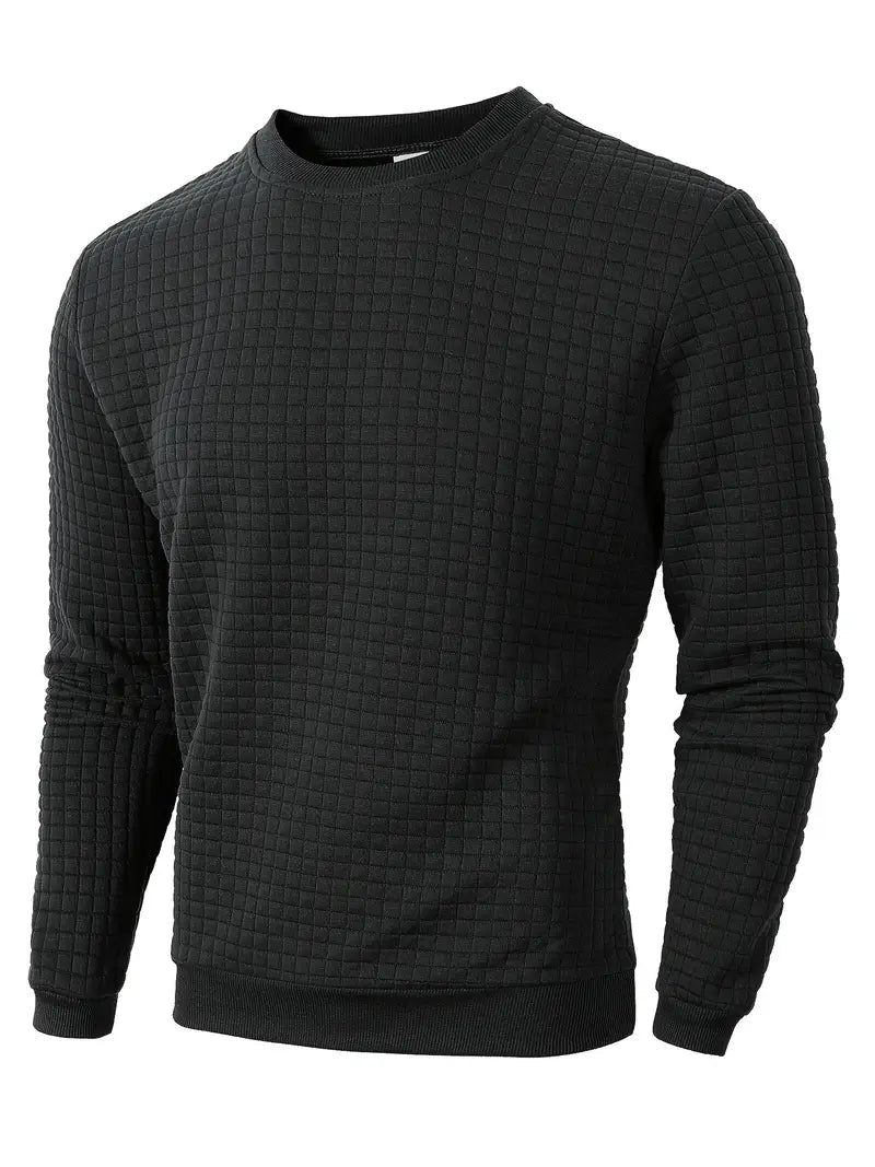 Herren Strickpullover Rundhals Karo Langarm bequem vielseitig