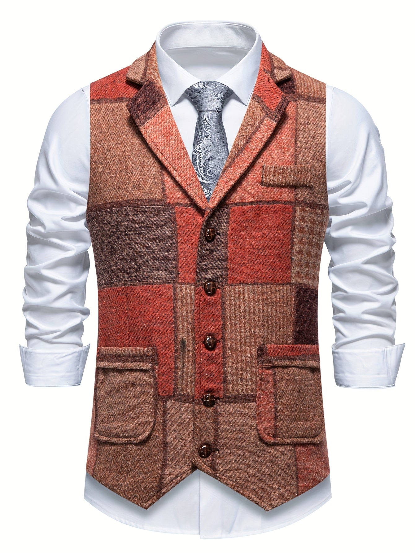 Damen Weste Tweed, taillierte Passform, Knopfleiste, verstellbarer Rückenriemen
