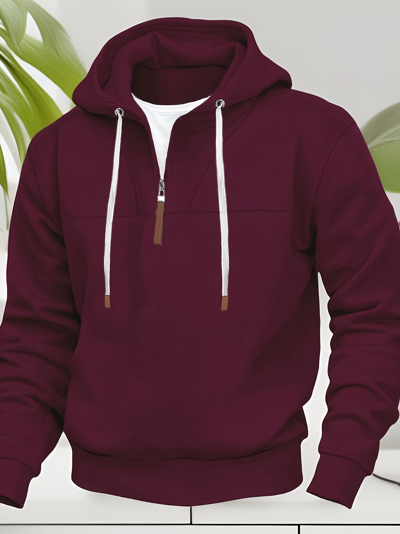 Herren Kapuzenpullover Cape Stil halber Reißverschluss locker geschnitten bequem