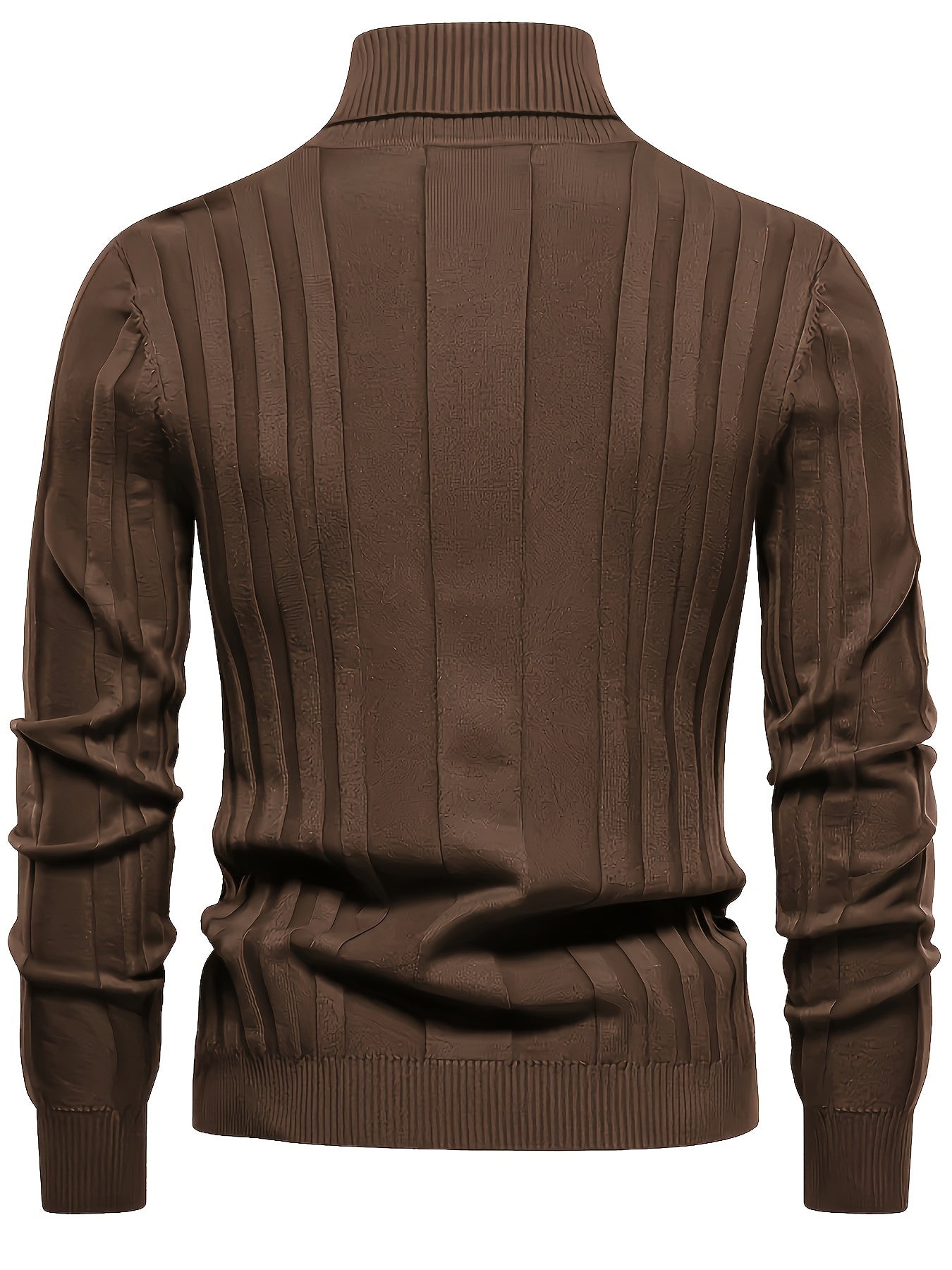 Herren Rollkragenpullover gerippt Slim Fit elastisch Langarm bequem warm