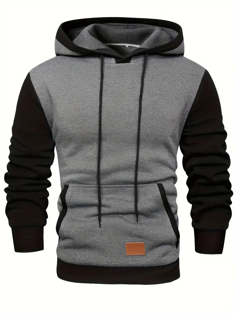 Herren Hoodie zweifarbig Kapuze Kängurutasche Langarm Regular Fit Freizeit Streetwear