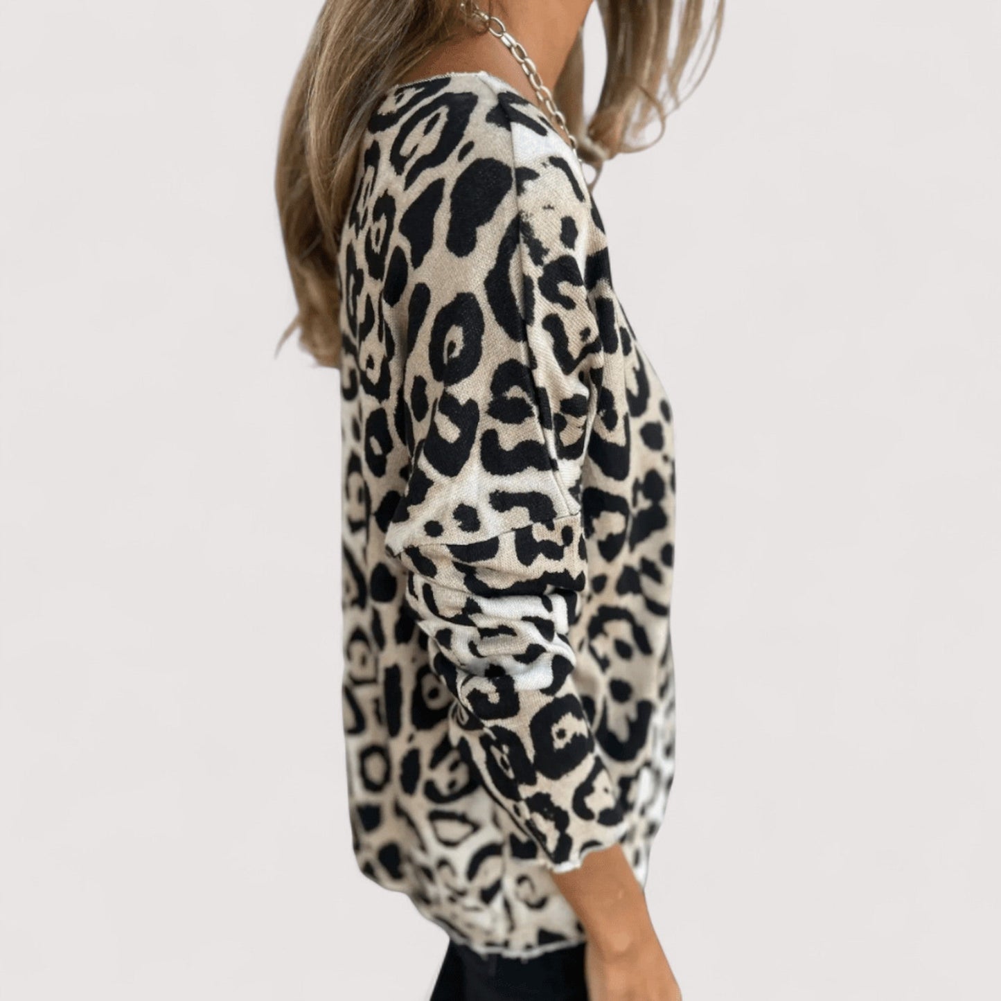 Top Leopardenmuster, lockere Passform, elastisch, bequem