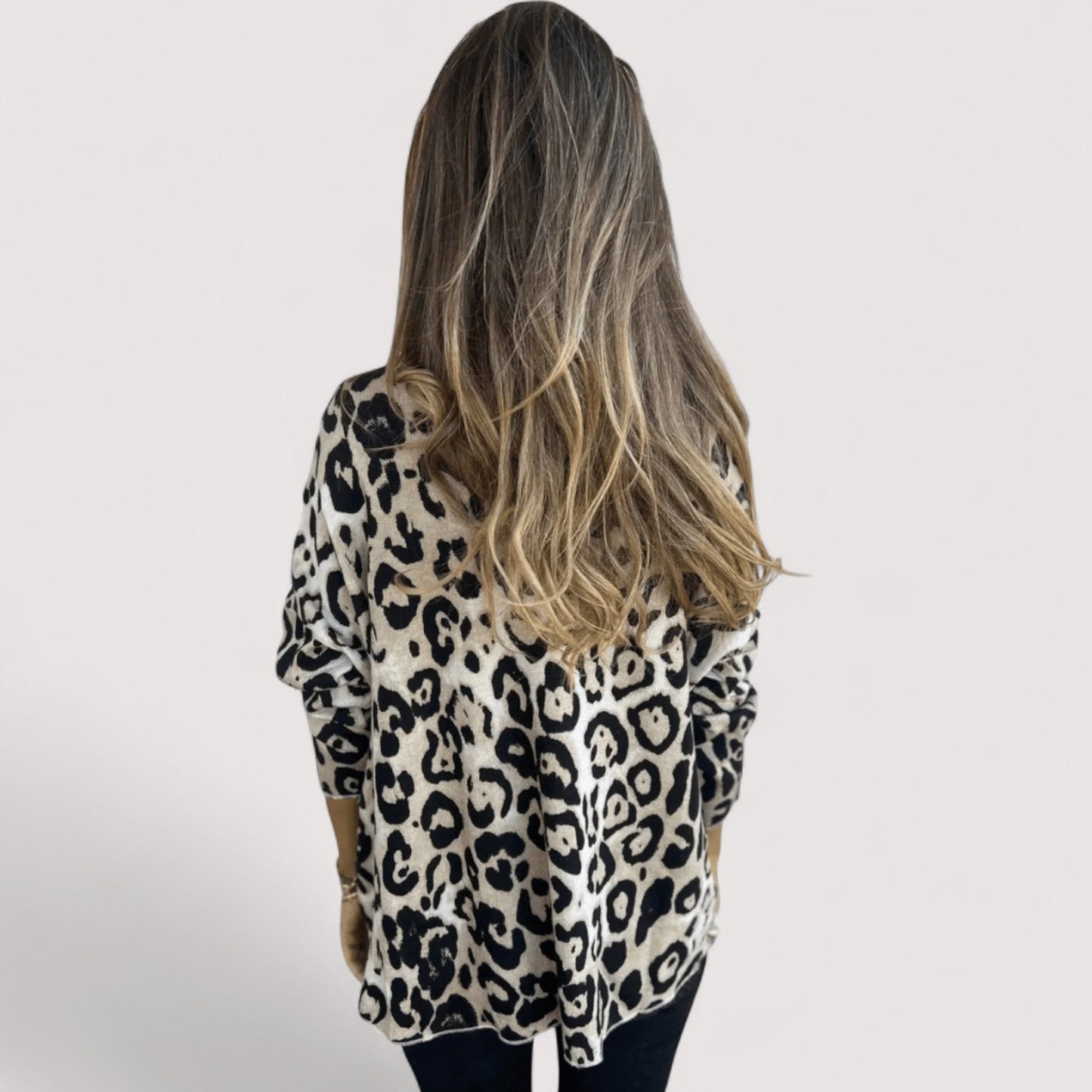 Top Leopardenmuster, lockere Passform, elastisch, bequem