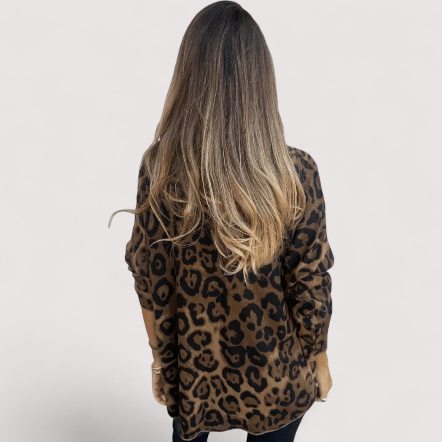 Top Leopardenmuster, lockere Passform, elastisch, bequem