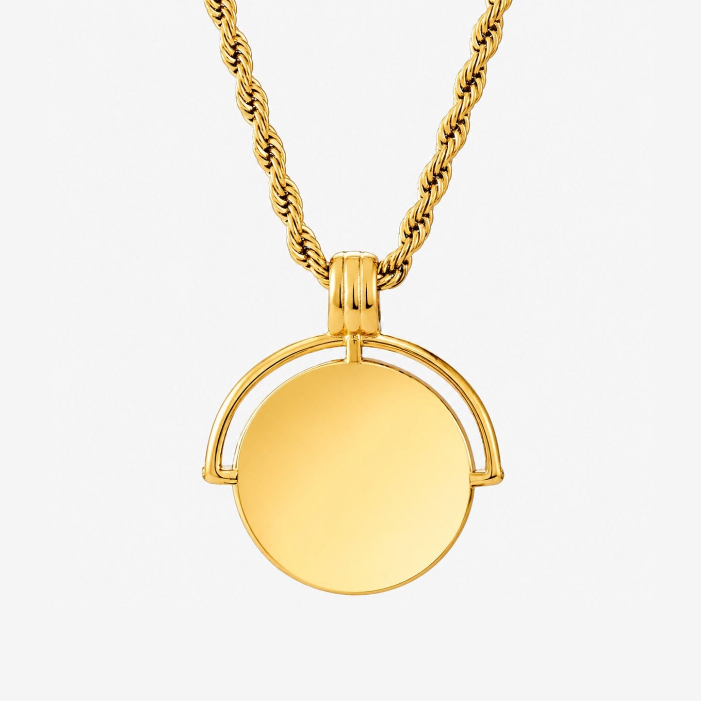 Damen Halskette Gold mit Gravur Anhänger personalisierbar Rope Chain Edelstahl wasserfest