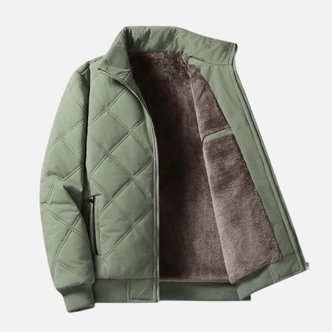 Herren Jacke Rautenmuster Stehkragen Reißverschluss Taschen Regular Fit Winter Übergangsjacke